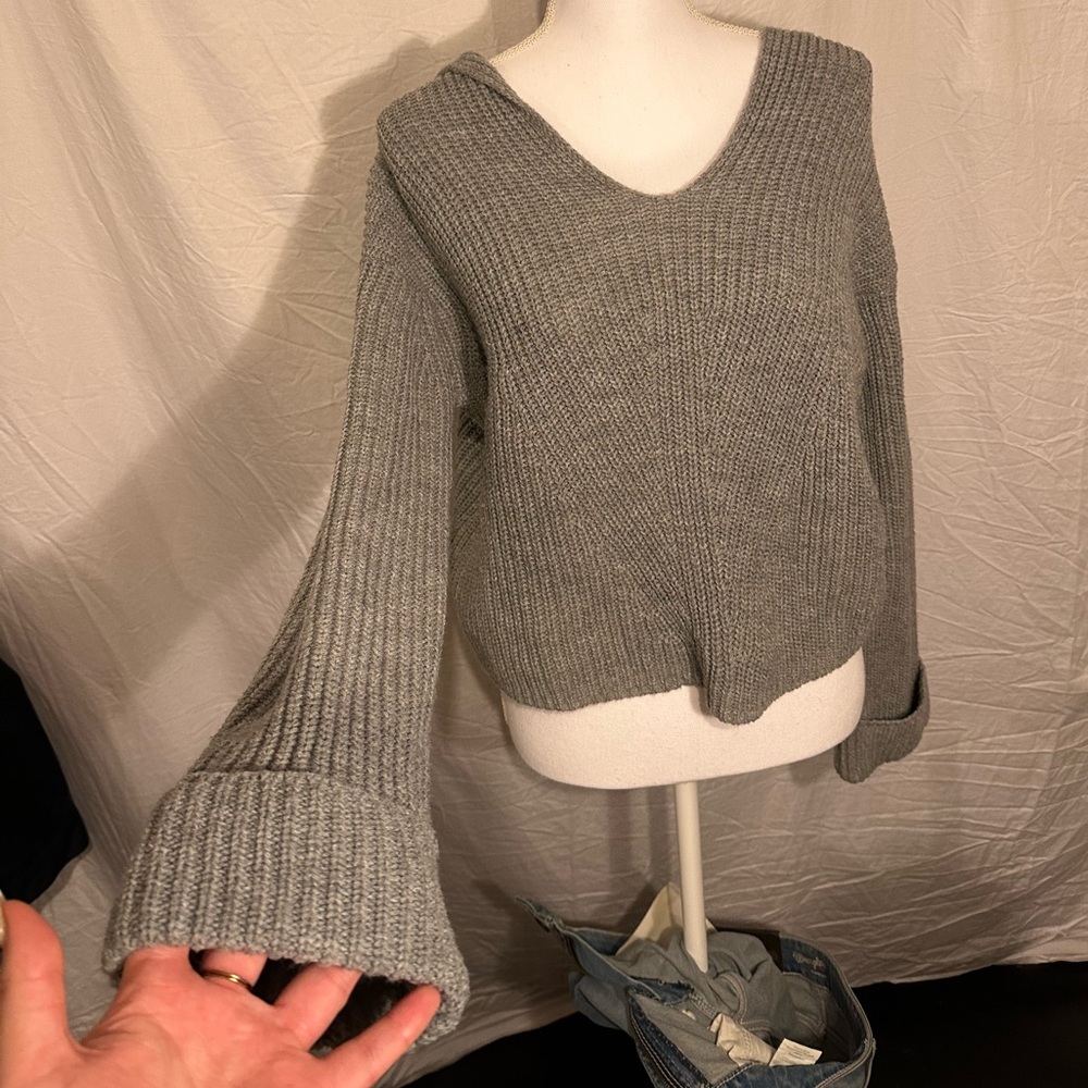 Gray knit hoodie